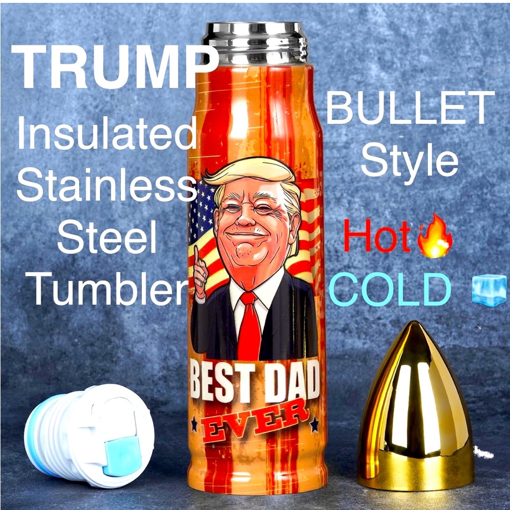 TRUMP “BEST DAD” Bullet Style Insulated Stainless Steele Tumbler🔥Great Gift🎄🎁